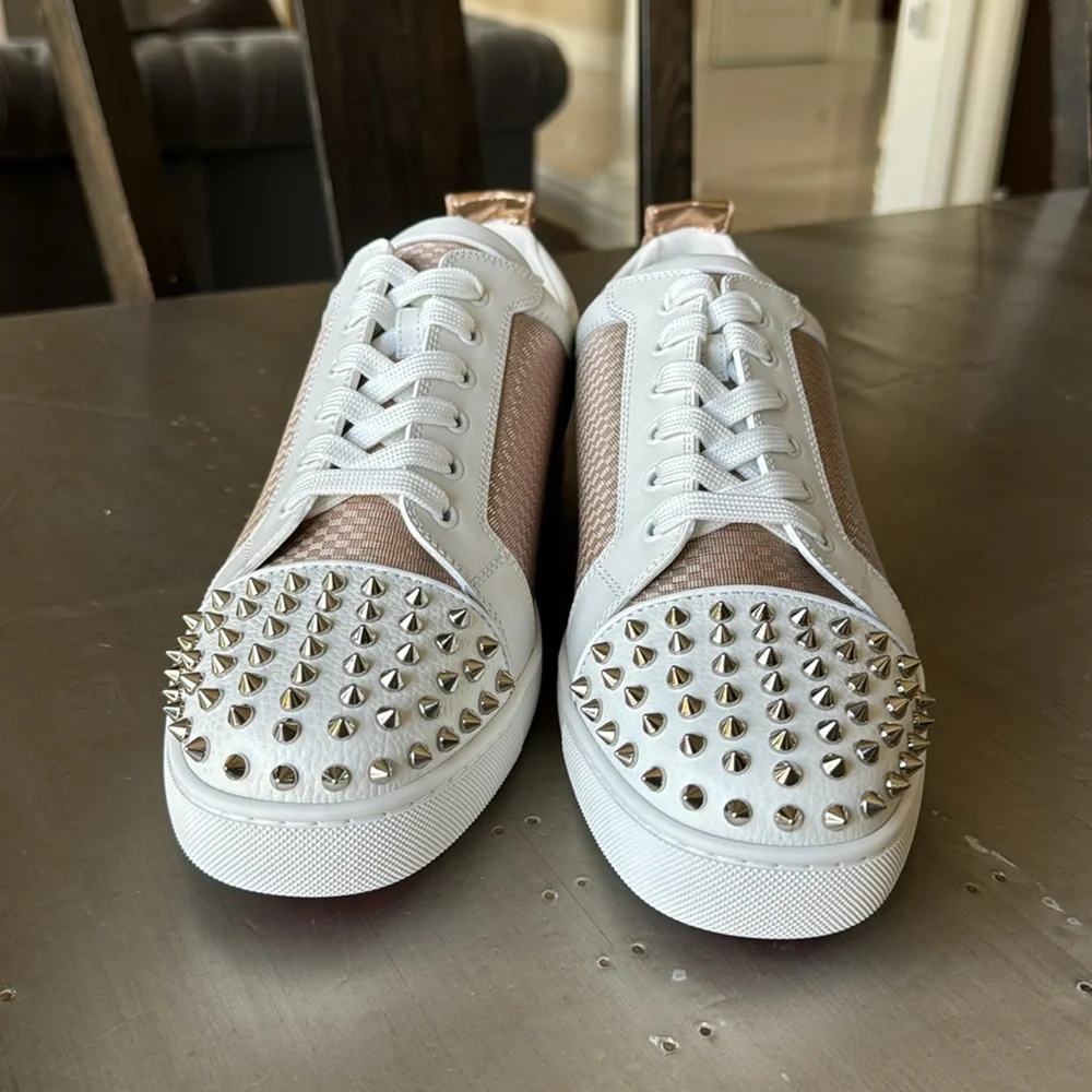 Christian Louboutin varsijunior spikes flat sneaker trainer bronze white roca 46